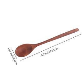 Long Handle Wooden Spoons for Eating, 9.2 Inch Wood Soup Spoons for Mixing Stirring, Handmade Retro Honey Jar Table Spoons Teaspoon Tea Coffee Spoon (3 Pack)