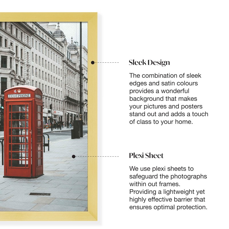 LIVINGTASTE A4 Picture Frame Brushed Gold Aluminium, 2-Pack 21x30 cm Photo