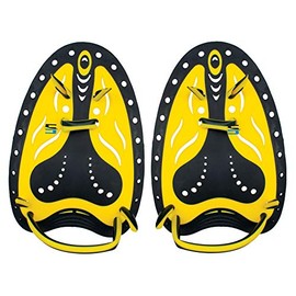 SEAC Unisex Adult Pro Hand Paddle Hand Fins Paddle for Swimming Training Pool and Open Water Black/Yellow S/M