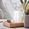Topsky Stripe Glass Soap Dispenser with Plastic Pump, 400ml Liquid