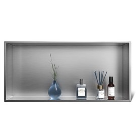 Bernkot Stainless Steel Shower Niche 24" X 12" Brushed No Tile Needed Recessed Shower Shelf Wall Niche for Bathroom Storage Over Mount Installation
