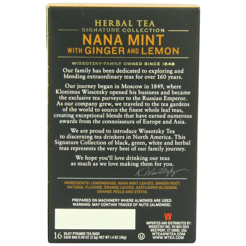 Wissotzky Tea Signature Collection Nana Mint with Ginger and Lemon
