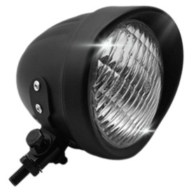 one+lifestyle Old American Custom Baetlite, Slit Shells with Visor, 4.5", H4 Bulb, Universal Vehicle, Black/Silver Body, Clear/Yellow Lens (Black/Clear)