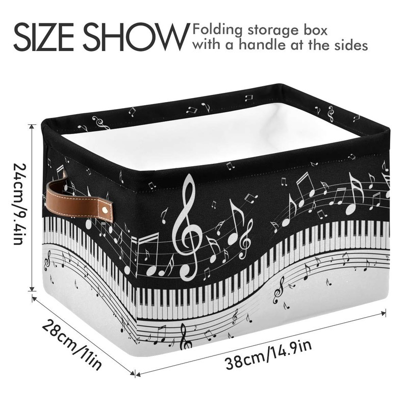 KEEPREAL Foldable Storage Baskets, Piano Keys Musical Notes Storage Bins