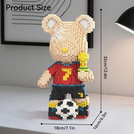 DAHONPA Football Sport Bear Micro Building Blocks Set (3450 Pieces), Bear Bricks Set Creative Home & Office Decor, Gift for Adults and Kids