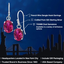 Gem Stone King 7X5MM Oval Gemstone Birthstone French Wire Dangle Hook Earrings For Women | 925 Sterling Silver | Fine Jewelry Gifts for Her Mom Women Wife