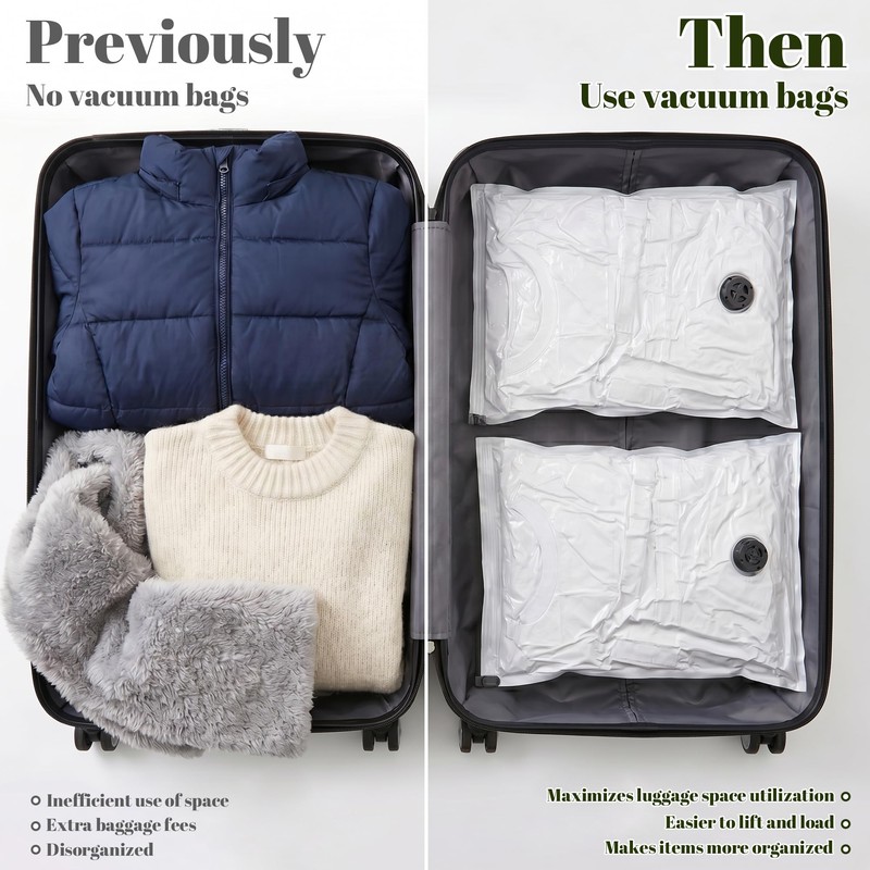 2 Pack Hand Roll Vacuum Bags Oxford Fabric Portable for