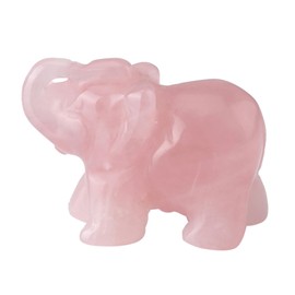 1.5" Rose Quartz Crystals Elephant Ornament, Pink Aventurine Healing Crystal Gemstone Reiki Statue Elephant, Natural Rose Quartz Elephant Ornament Figurine, for Home Desk Decor Good Luck Gift