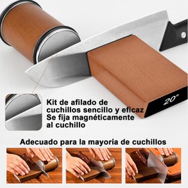 Afilador Cuchillos con Lijadora con Rodillos, Afilador de Cuchillos Rodante Profesional. Afilador de Cuchillos Rodante, con Angulos de Afilado de 15° y 20° Grados (Marrón)