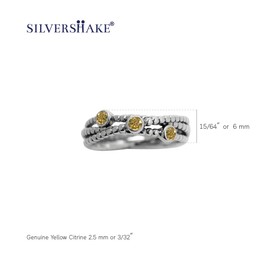Silvershake 3 Stone Natural Citrine 925 Sterling Silver Stack Stackable Ribbon Ring Size 5.5