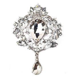 GFM® Vintage Style Crystal Brooch - Large Size - Valentine's Day, Mother's Day, Christmas, Birthday - Clear- (EXC)(BRCH-14-AE048-CLR)