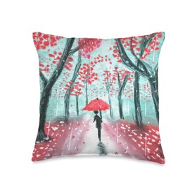 Ali Cat Originals The Rainy Path Throw Pillow, 16x16, Multicolor