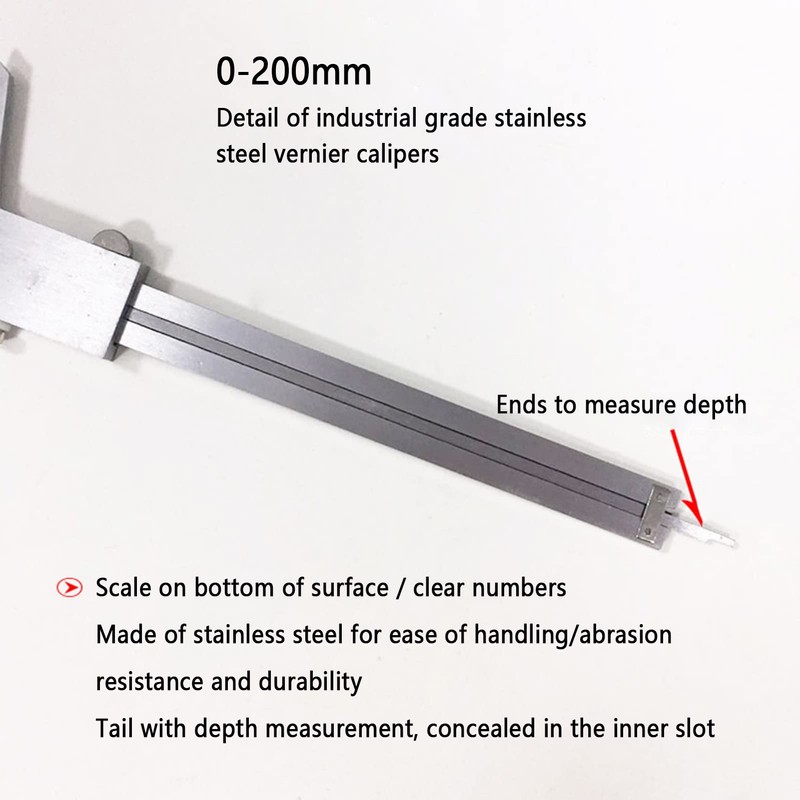 Fdit Vernier Caliper, 150mm/200mm/300mm High-Carbon Steel Vernier Scale Measuring Gauge,