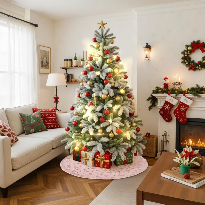 Lanpn Christmas Tree Skirt 30 inch, Velvet Xmas Tree Skirt