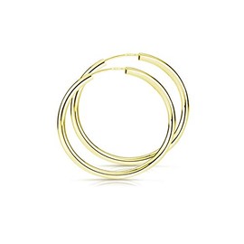 Materia Women's Earrings, Gold Hoop Earrings, Lightweight - 925 Sterling Silver Gold-Plated 15, 20, 30, 40, 47, 60 mm / 2.5 mm wide - Made in Germany, Gold-Plated Silver, gold