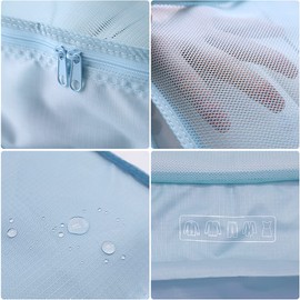 Juego de 6 cubos de embalaje, organizador de equipaje de viaje, impermeable, malla ligera, bolsa de almacenamiento para ropa, bolsa de lavandería, bolsa de zapatos (azul)