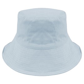 Eigso Unisex Cotton Bucket Hat for Women Men Fashionable Packable Solid Colours Sun Hat for Women Men, lightblue