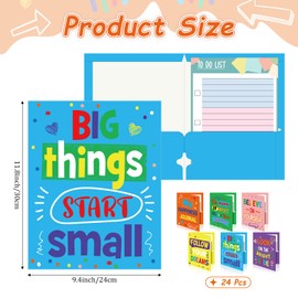 Cinrobiye 24 Pack Inspirational 2 Pocket Folders with 32 Name Labels, Decorative Motivational Letter Size Kids Folders File with Pockets for Office Home Homework Documents Storage Organizer