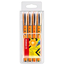 Rollerball - STABILO worker+ Fine - Wallet of 4 - Assorted Colours