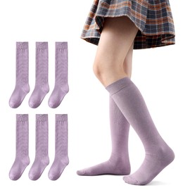 MINI PANDA 6 Pairs of Girls and Boys Knee High Socks, Soft Kids School Uniform Socks long socks