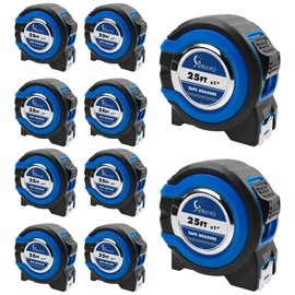 Tape Measure 25 ft, 10 Pack Bulk Tape Measure with Fractions 1/8 Easy Read Measuring Tape Retractable Steel Measuring Tape (25 ft x 1 in)
