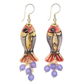 MARARDI Women's Italian Ceramic Earrings from Caltagirone Long Handmade Italian Jewellery Elegant Originals for Everyday Events Weddings Special Occasions