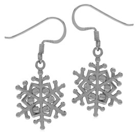 Silvershake 16mmx14mm 925 Sterling Silver Snowflake Dangle Hook Earrings