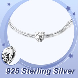 Simphman 2024 Graduation Charms Dangles Made of 925 Silver for Bracelets and Necklaces, Graduation Gift for Women, Girls, Family and Friends, Cubic Zirconia