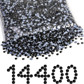 Beadsland Hotfix Rhinestones Bulk, 14400PCS Crystal Hot Fix Rhinestones for Crafts Clothes DIY Decoration, Black, SS10, 2.7-2.9mm