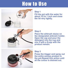 DARENYI Airbrush Cleaning Pot, Airbrush Cleaning Pot Filter Glass Jar, Cleaning Pot with Holder, Needle and Brush Accessories, Professional Airbrush Cleaning Kit Tools