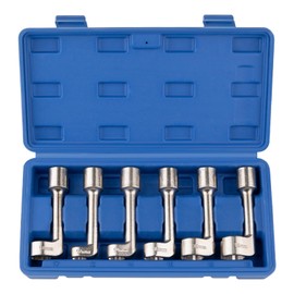 Gickbusus 6pc Diesel Injector Line Socket Wrench Set, 1/2" Dr Fuel Line Disconnect Tool Kit with 12 14 16 17 18 19mm Sizes, L-Type High Pressure Fuel Line Socket for Dismantling Injector Lines