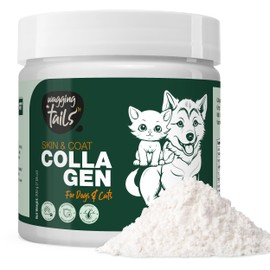 Wagging Tails Skin & Coat Collagen Peptide Topper Powder - 7.05 fl oz| for Dogs & Cats of All Breeds | Reduce Shedding & Itching Relief | Improve Thick & Shiny Fur | Easy to Digest | No Added Flavour