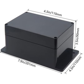Junction Box, Zulkit Project Box Waterproof Dustproof IP65 ABS Universal Electrical Boxes Enclosure with Fixed Ear Black 6.30 x 4.33 x 3.54 inch (160 x 110 x 90 mm)(Pack of 1)