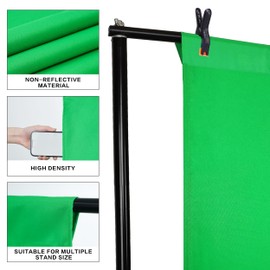GFCC Green Screen Backdrop Background - 7x10FT Photography Backdrop Photo Background Screen for Video Recording Greenscreen Picture Photoshoot