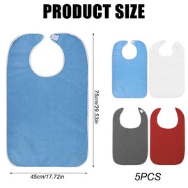 GOMETY Pack of 4 Bibs for Adults, Bibs for Seniors, Waterproof Adult Bibs, Reusable, Washable, Adjustable with Velcro Fastening, Waterproof Clothing Protection for Elderly Disabled People, 5p