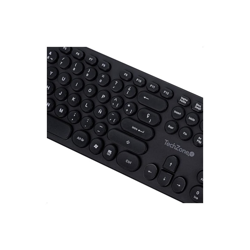TECHZONE Teclado Alámbrico Black Colors, 105 Teclas, Distribución QWERTY
