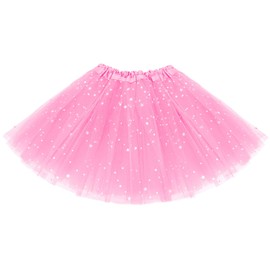 KEREDA Children's Girls Tulle Skirt Sequins Tutu Skirt Glitter Colourful Ballet Skirt 2-7 Years, pink