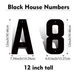 12 Inch Modern Metal House Numbers, Metal Address Numbers and Letters, Black Door Mailbox Number, House Address Letter and Number for Office Home Farm Outside (E)