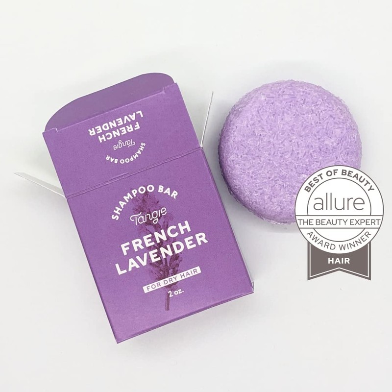 Natural Lavender Solid Shampoo Bar by Tangie. Lasts 50+ washes.