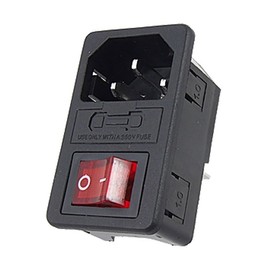GFORTUN 3 Pack Red Light Rocker Inlet Male Power Socket Plug Module with Fuse Switch 6A 250V 10A 125V 3 Pin IEC320 C14