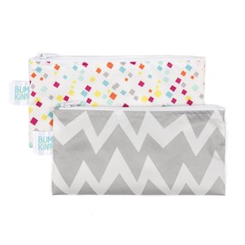 Bumkins Bolsas para aperitivos, tela reutilizable, lavables, aptas para alimentos, sin BPA, cheurón gris y confeti (paquete de 2)