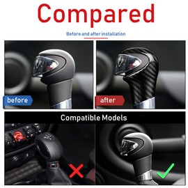 AIRSPEED Carbon Fiber Gear Shift Knob Cover Cover Shifter Handle Head Sticker Interior Trim for Mini Cooper R55 R56 R57 LCI R58 R59 R60 R61 Accessories (Black)