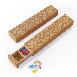 Wooden Pill Organizer, 7 Day Pill Box, Travel Pill Box, Wooden Pill Case Privacy Protection Perfect for Medication, Vitamins, Fish Oils, Supplements (Beech)