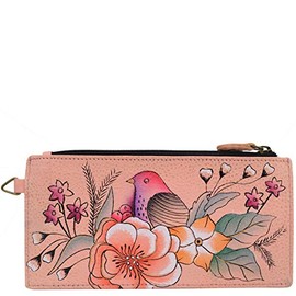 Anuschka Women's Anna, Handpainted Leather Organizer Wallet,Vintage Garden Card Holder, One Size
