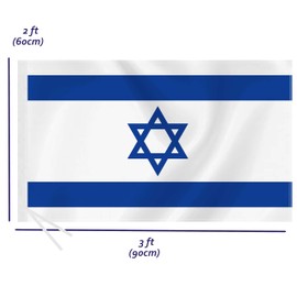 2×3 FT Israel Flag,Medium 60×90 CM 100D Israeli Decor Outdoor Banner,Doube Side Printing For Patio Garden With String
