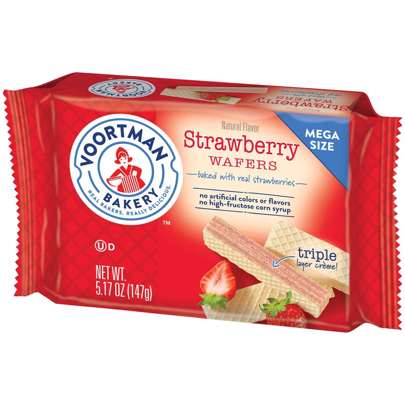 Voortman Bakery Strawberry Wafers, Mega Size, 5.17 oz, Case of