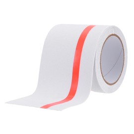MECCANIXITY Anti Slip Traction Tape with Luminous Strip 10cm x 5 Meters Waterproof Non Skid Stair Treads Grip Tape for Indoor Stairs Step Outdoor Skateboard, White with Red