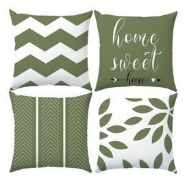 SEVENWELL Cushion Covers 45 x 45 cm Green Cushion Cover Set of 4 Modern Square Geometric Cushions Home Decor Pillow Cases for Sofa Bed Outdoor Garden
