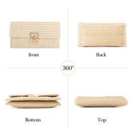 Jywmsc Straw Clutch Purses for Women Summer Beach Bag Woven Purse Wicker Rattan Envelope Clutch for Wedding, beige