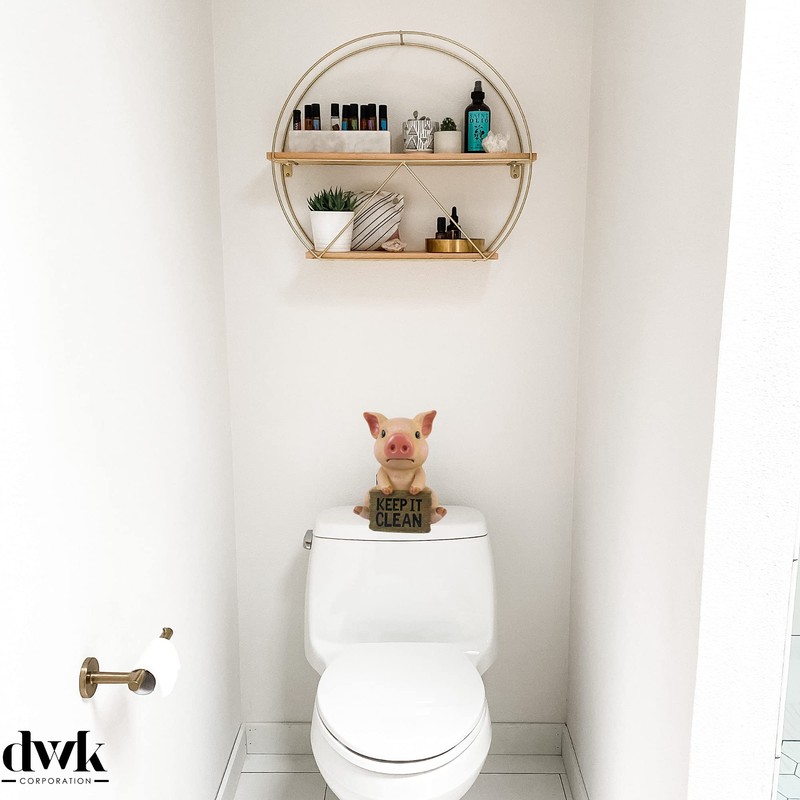 DWK Pig Toilet Tank Decorative Figurine | Pig Bathroom Sign